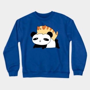 Panda and Orange Tabby Cat Crewneck Sweatshirt
